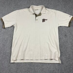 Hooters Camo Polo‎ Shirt Mens XXL Big Game Hunter Realtree Trim Cream Outdoors
